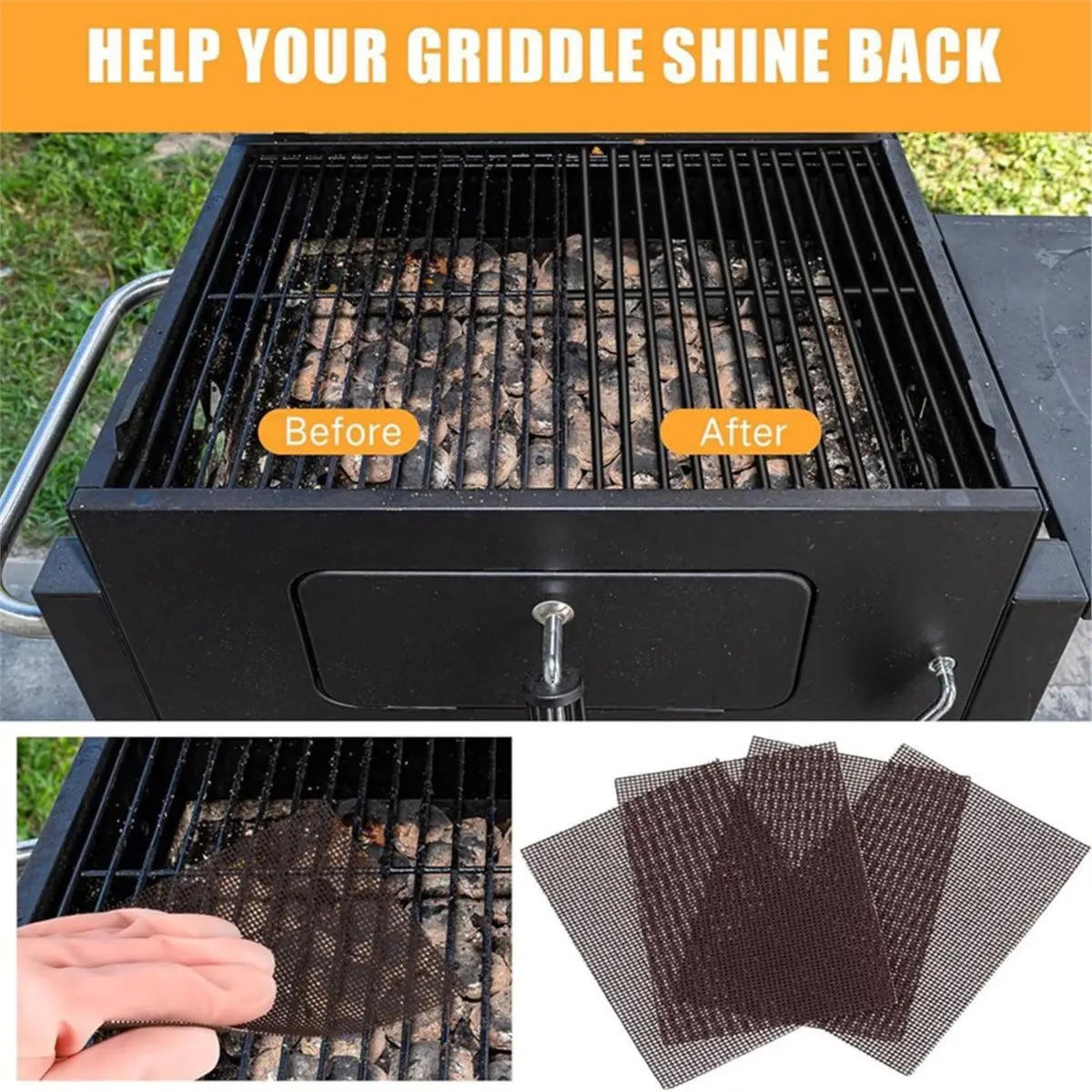 100 Pack Griddle 4x5.5'' Screen Grill Cleaning Screens Pre-Treated Abrasive Mesh Pads for Flat Top Griddle Cleaning