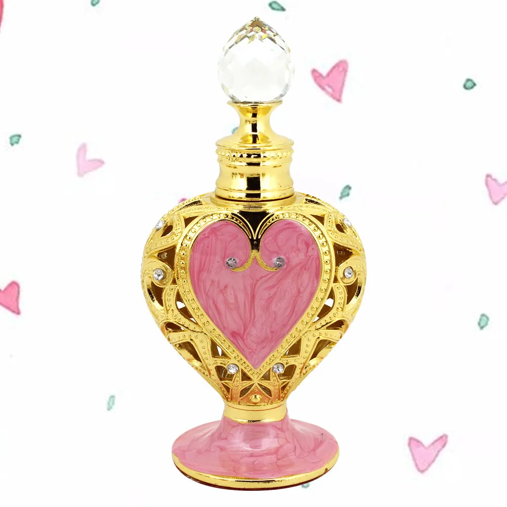 

Portable Heart Shaped Essential Oil Bottle Durable Travel Storage Container Crystal ganize Perfume Alloy Storage