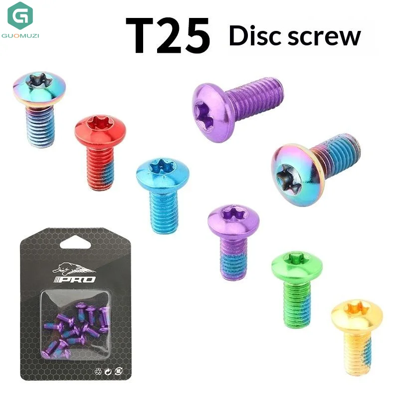 12Pcs Steel Bicycle Disc Brake Rotor T25 Red/Blue/Green/Purple/Gold/Plating Screws Steel Alloy For Road Bike 6-Bolt Plate