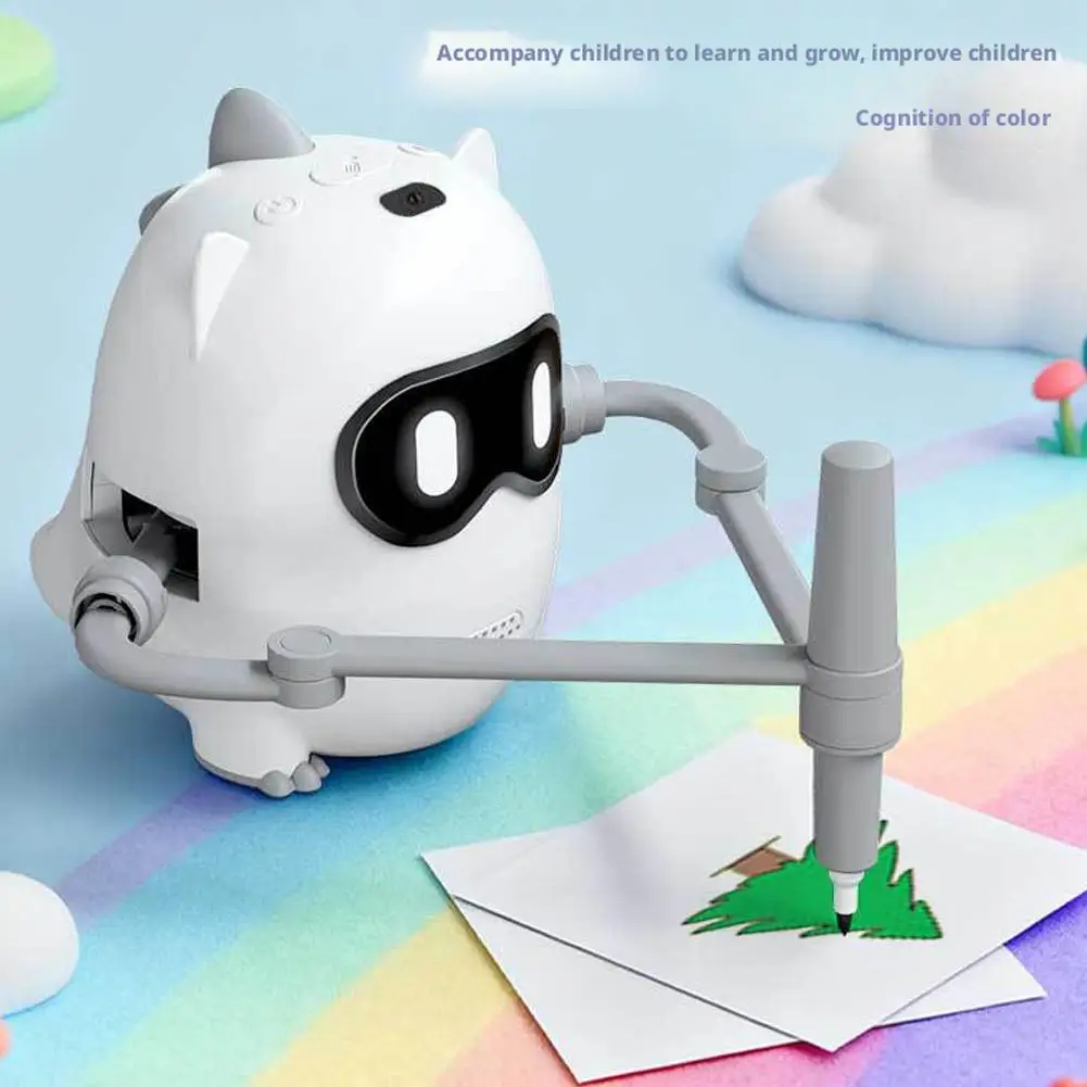 

Drawing Robot for Kids with 100 Card Voice Interactive Educational Drawing Machine Enlightenment in Painting Learning Kids P0X6