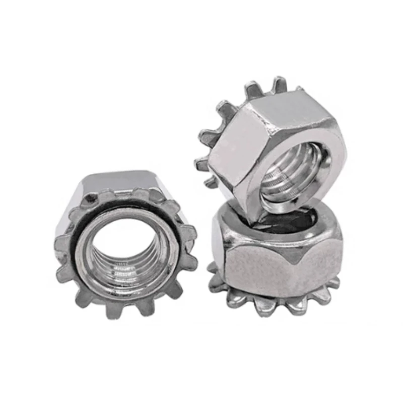 50/100/200pcs M3 M4 M5 M6 M8 K Nut 304 Stainless Steel Lock Kep Multi-Gear Hexagon Nuts K Type Multi Tooth Anti Loosening