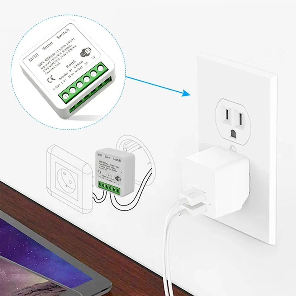 Hiddens Smart Switches APP-Compatible Mini Wifi Smart Switches Home Accessories