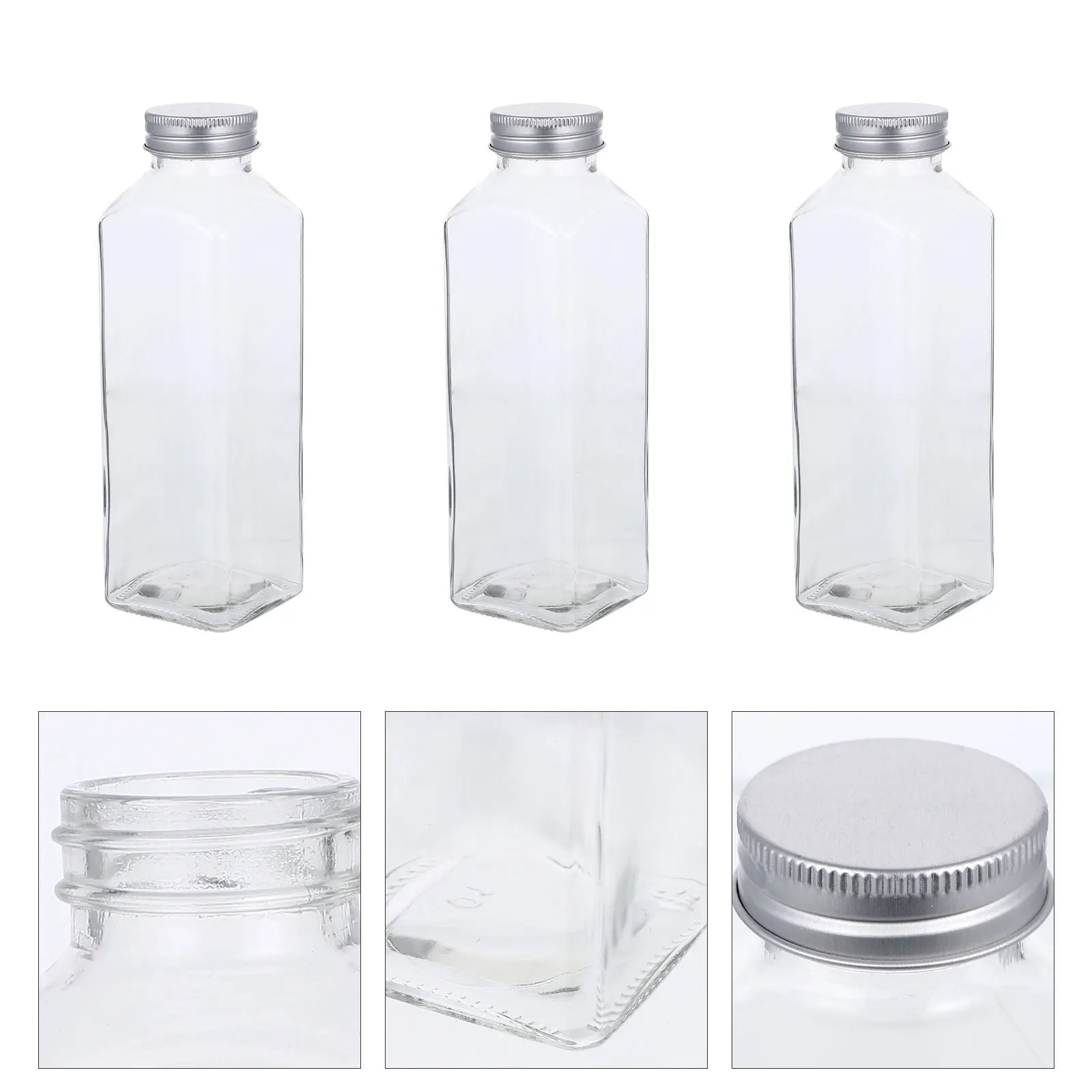 

6Pcs Refillable Glass Milk Bottles Transparent Smooth Lip Beverage Bottles for Restaurants Cafes Dessert Shops Versatile