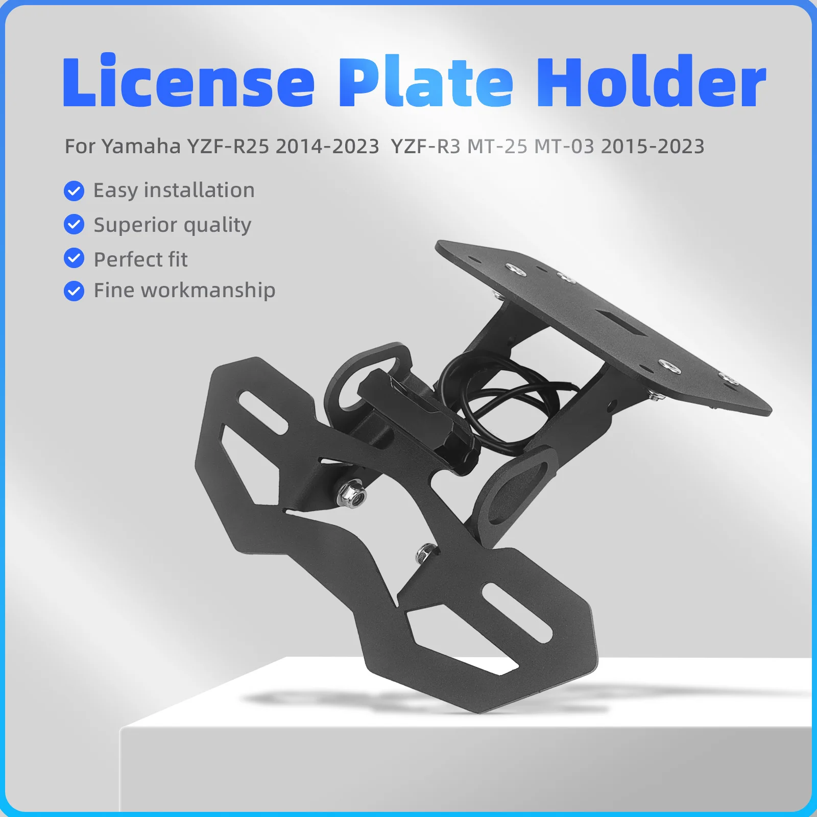 

License Plate Holder For YAMAHA MT03 MT25 YZF R3 R25 2015-2024 Motorcycle Accessories Tail Bracket LED Light Fender Eliminator