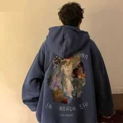 Yeni ygrafik baskılı kazak Hoodies erkekler için Y2K Vintage Streetwear kapüşonlu eşofman üstü sonbahar Baggy Hip Hop moda Hoody