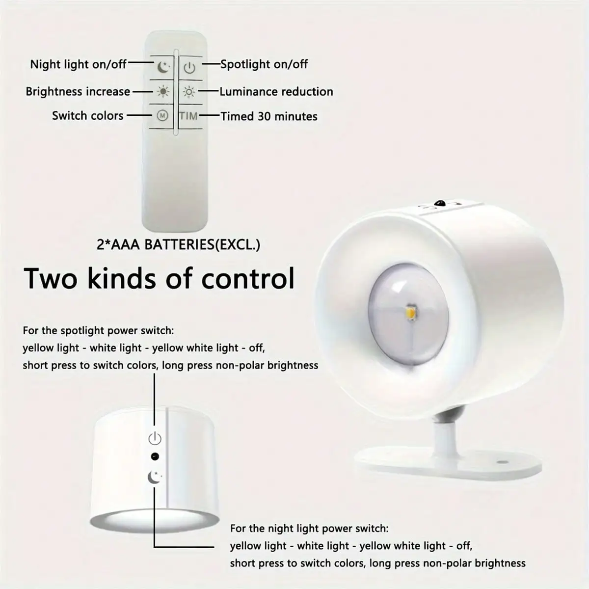 1Pc LED Double-Sided Magnetic Wall Light: 360° Rotatable, 3-Color Touch Control USB Lamp for Home