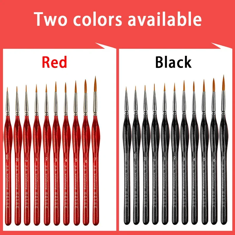 1 Set Numbers Brushes Artistic Accessories Sketch Pen Oil Painting Red/Black Wooden