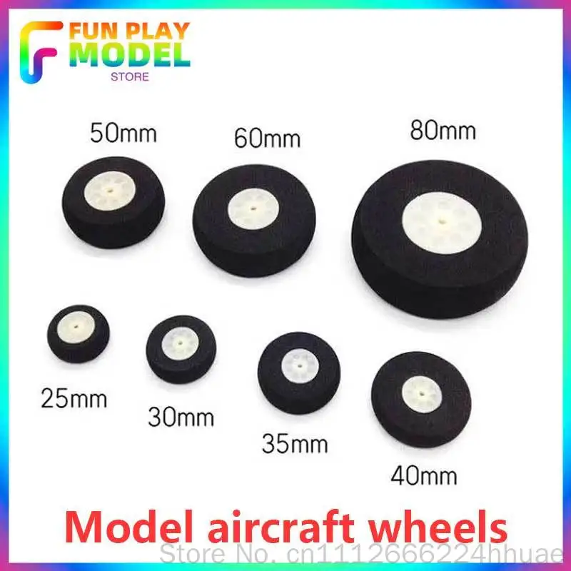 2pcs Fixed Wing Model Aircraft Wheels Set 25mm-80mm Diameter Sponge Machine Wheels for Aircraft Model
