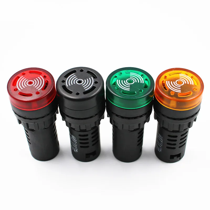 1pc AD16-22SM 12V 24V 110V 220V 380V 22mm Flash Signal Light Red LED Active Buzzer Beep Alarm Indicator Red Green Yellow Black