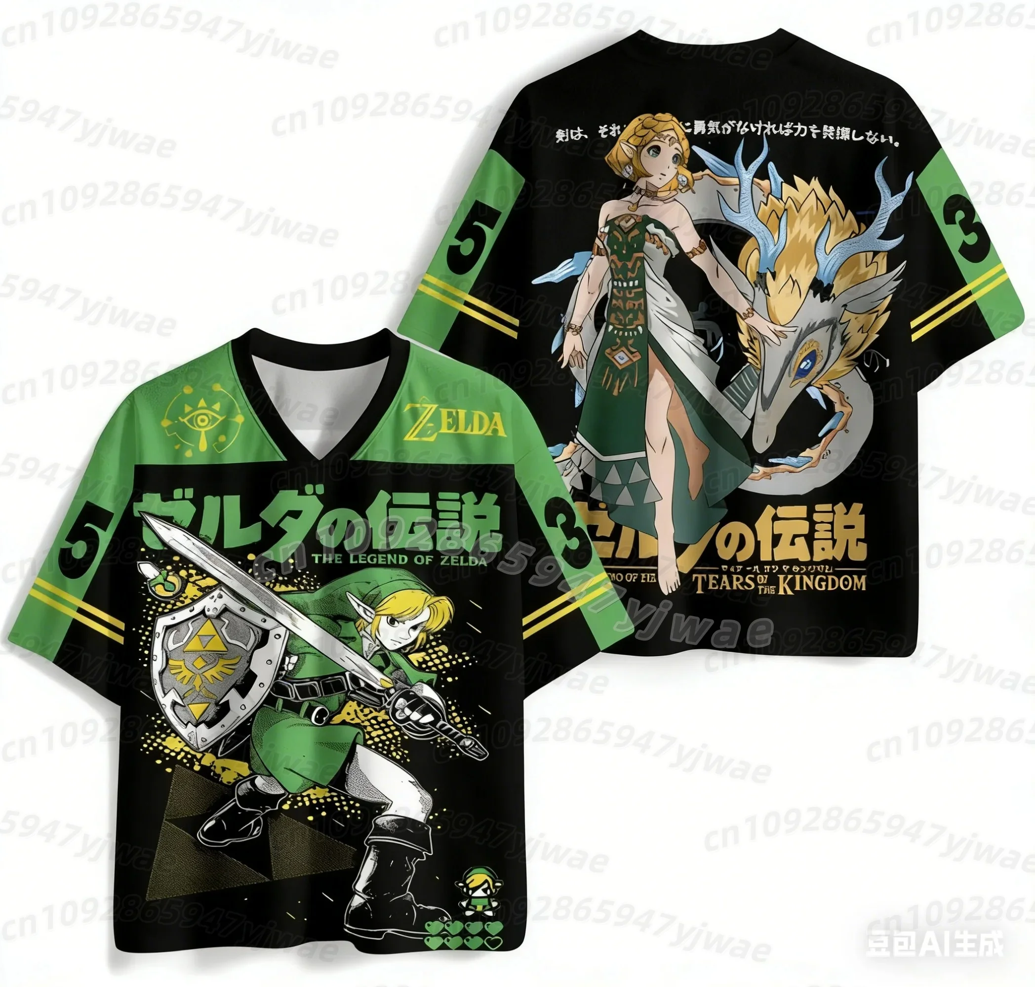 The Legend Of Zelda Tears Of The Kingdom Jersey T-Shirt 3d Print Link Zelda Street V-Neck Mesh Men Women Short Sleeve T-Shirt view 3