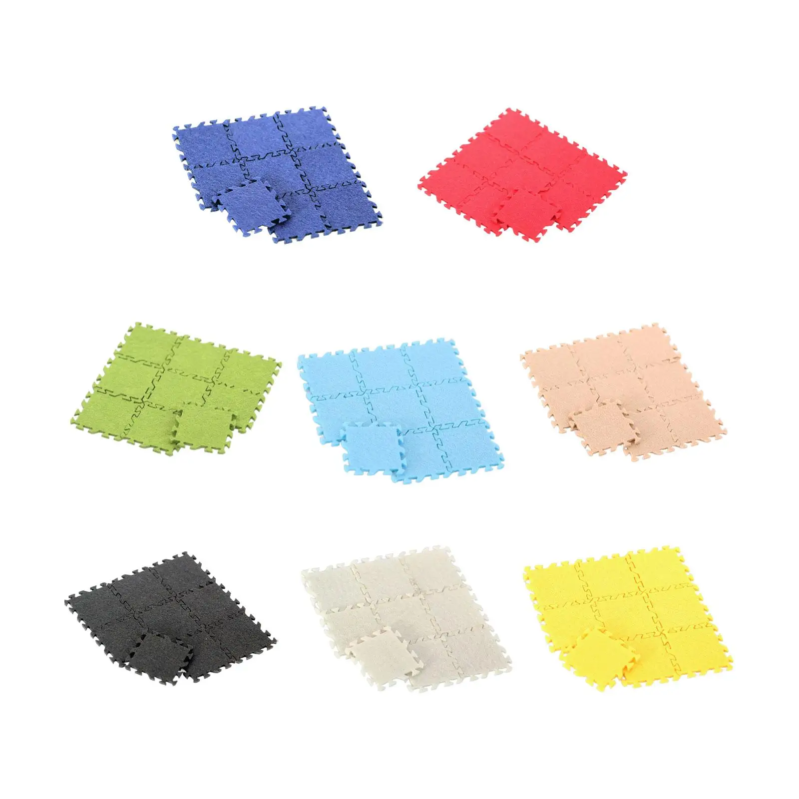 9 Pieces 1/12 Miniature Floor Mat, Bedroom Pretend Play, Simulation Life Scene