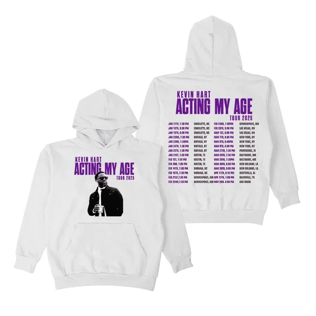 Kevin Hart Merch Hoodie 2025 Acting My Age Tour Hoodies New List Long Sleeve Crewneck Women Men Pullover