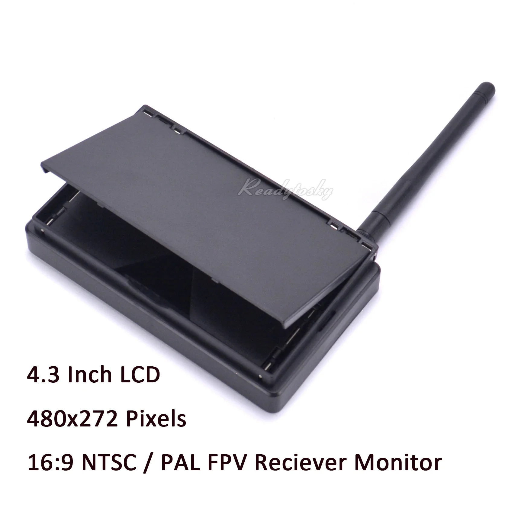 FPV 5.8G 48CH 4.3 Inch Receiver Monitor Auto Search With OSD Build-in Battery w/ Hood Shade LCD 480x272 Pixels16:9 NTSC / PAL