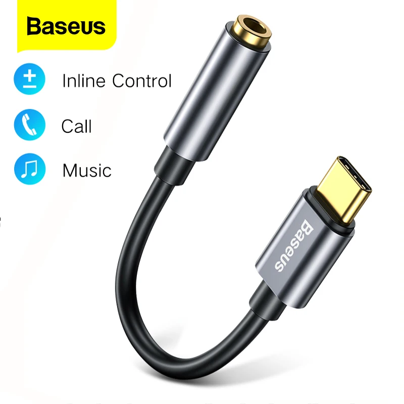 Baseus USB Type C to 3.5mm Earphone Jack OTG Adapter USBC Type-C 3.5 mm Headphone Audio Aux Cable For Xiaomi Mi 10 9 8 Pro Redmi