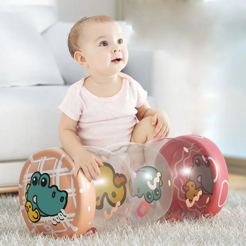 

Baby Crawling Roller Developmental Activity Toy with Tyre Pump Ball Rattle Games for For Babies 6 12 M Inflatable Crawling Toy