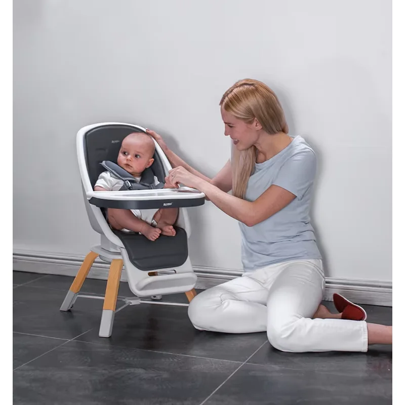 Silla alta giratoria 360 con estilo, silla de alimentación de refuerzo de material de madera, silla para niños, patas de madera desmontables