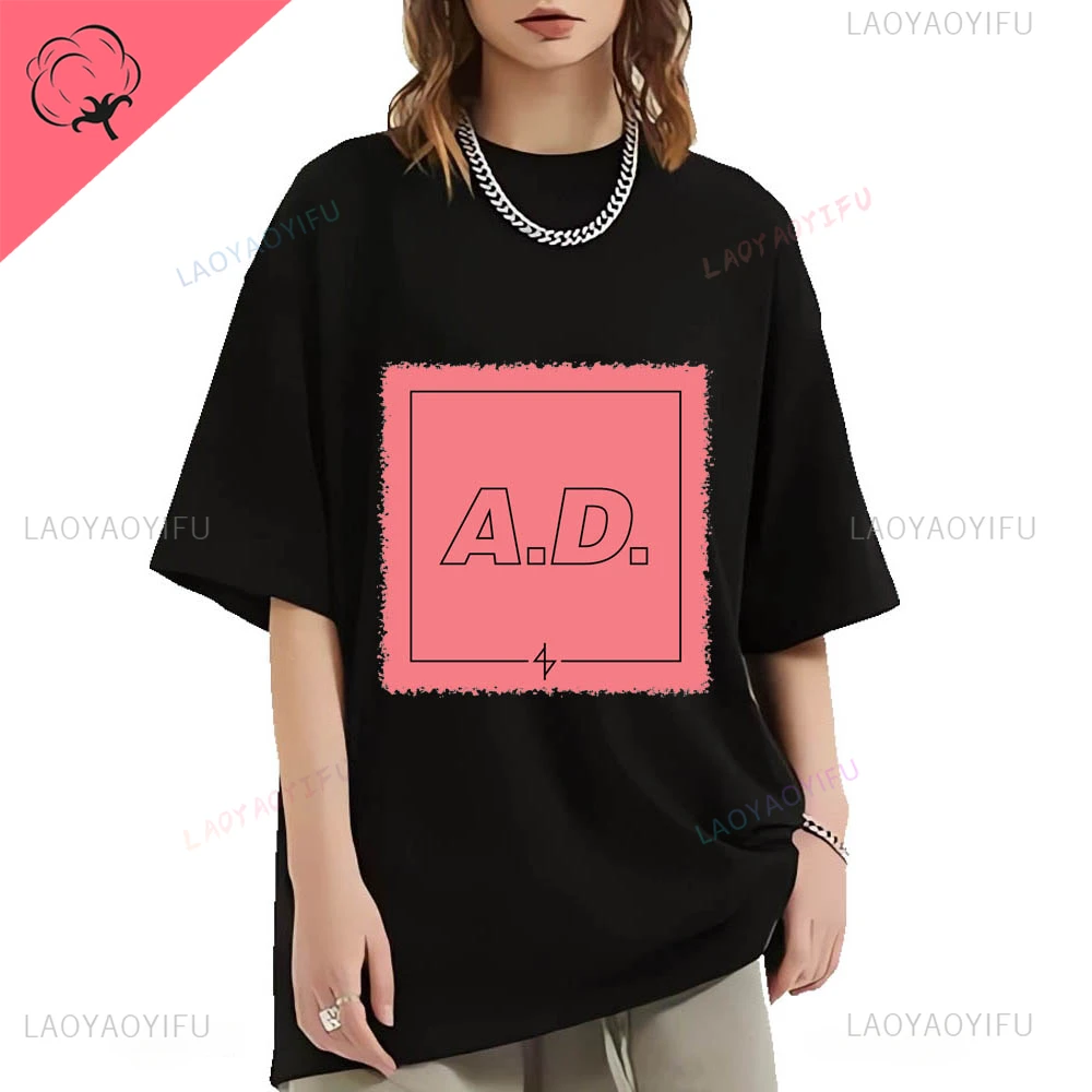 ADspecial print pattern Gothic rock street wear fashion casual summer men and women universal crewneck short-sleeved T-shirt