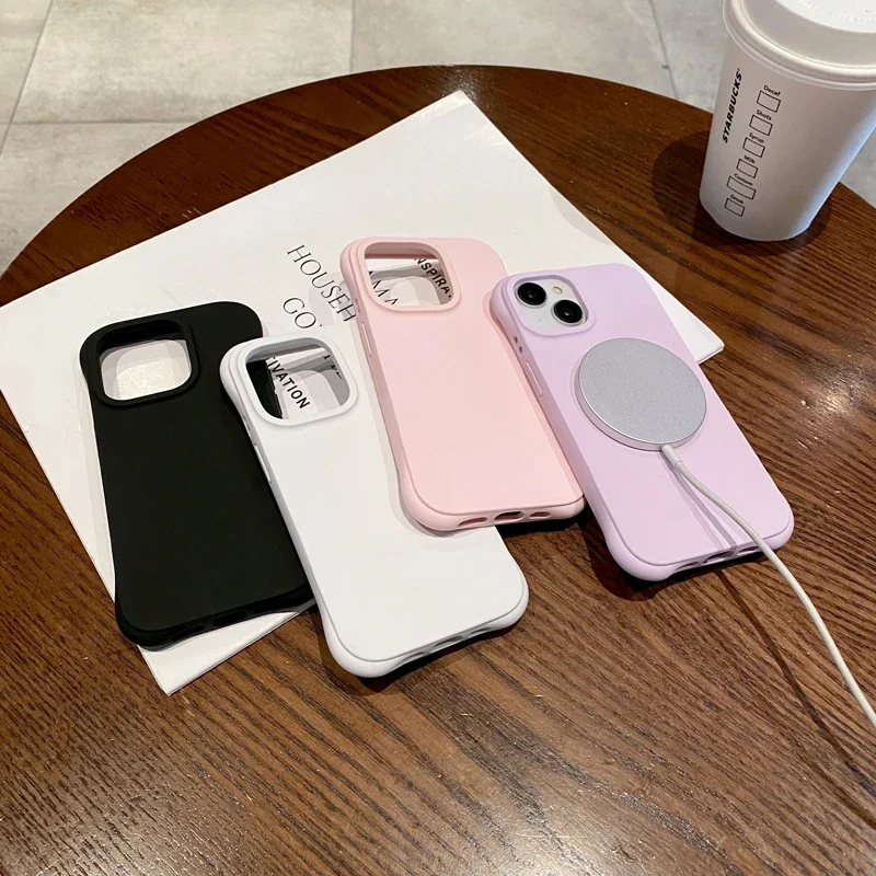 Original Liquid Silicone Wave Military Magsafe Case For iPhone 15 14 Pro Max 13 Magnetic Water Ripple Armor Back Cover Microfibe