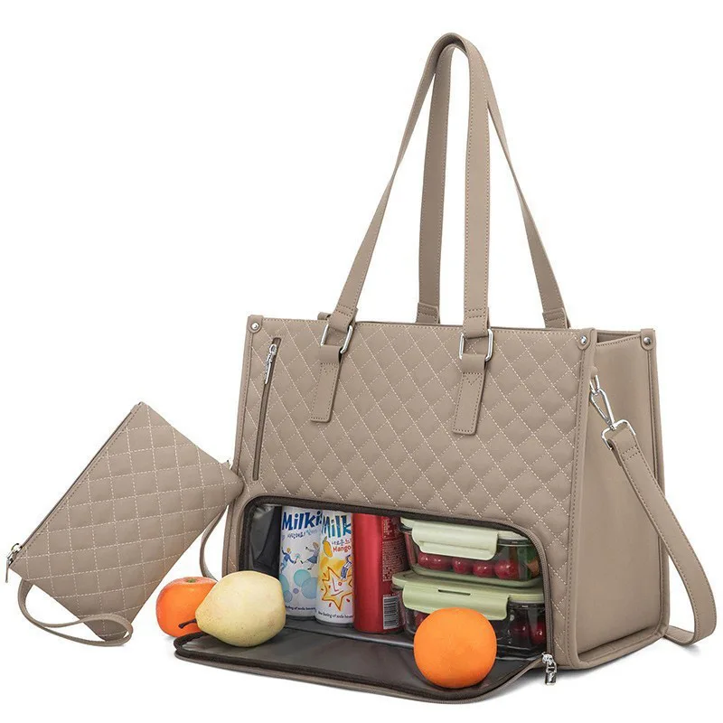 

15.6inch Laptop Tote Bag Large Women Lunch Bags with Insulated Compartment with Leakproof Lunch Box Pocket Work Bag Handbag