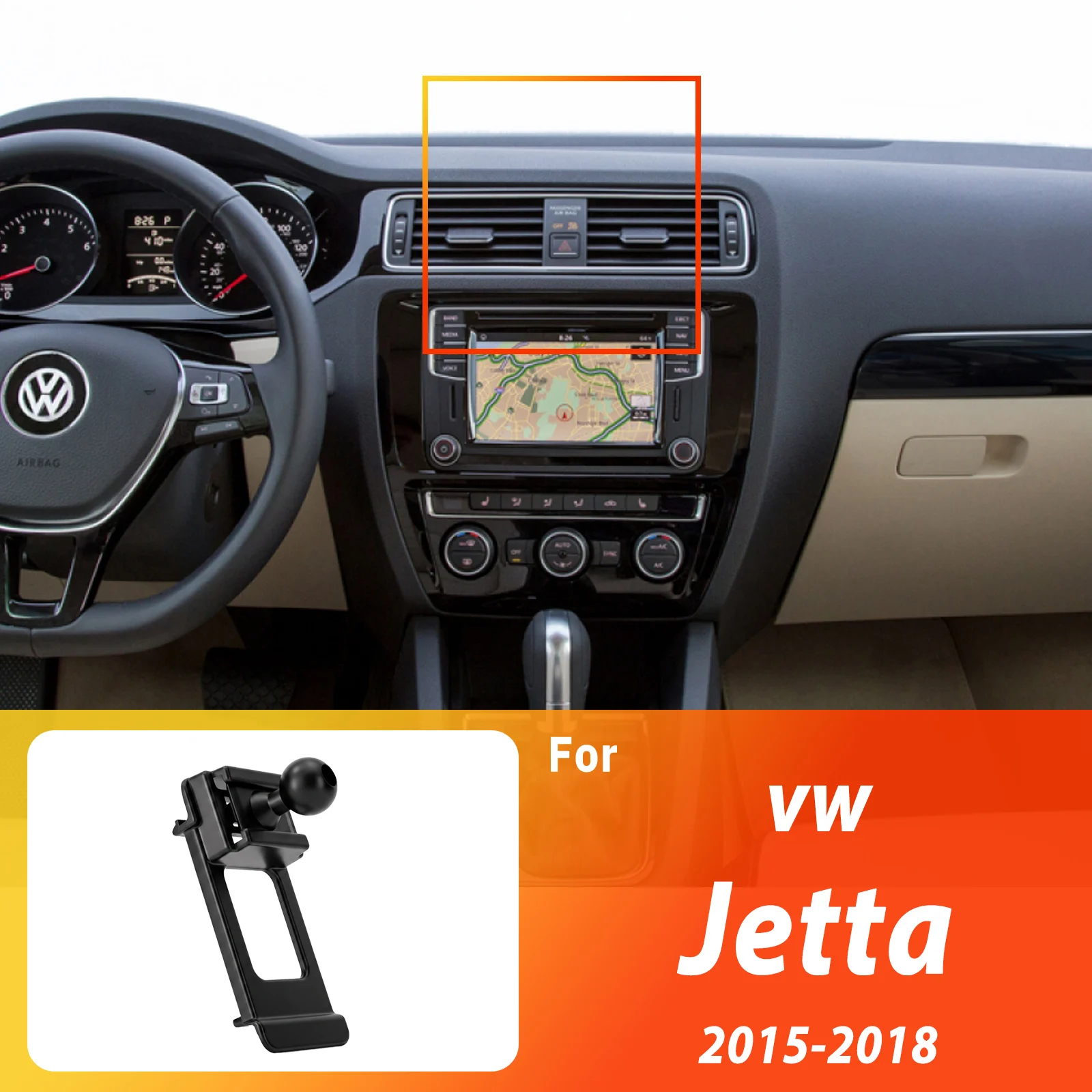 Designed for Volkswagen Jetta A6 MK6 2015-2018 Phone Holder Car Magnetic Mount Smart Sensing Wireless Charging One-Touch Release
