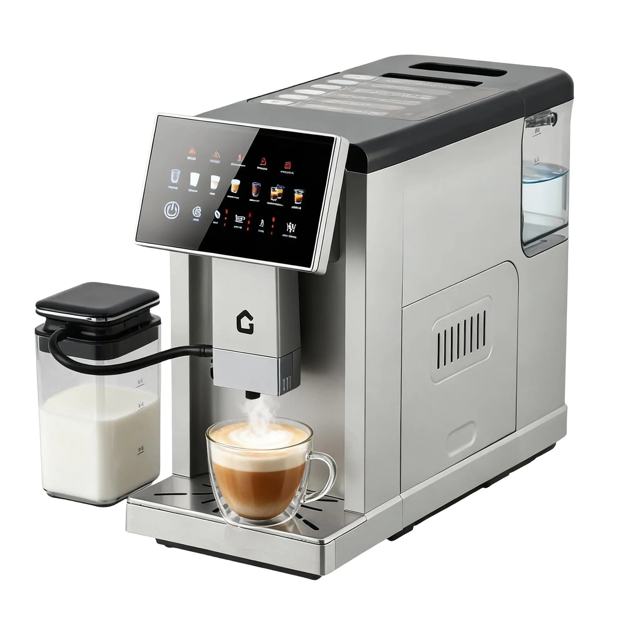 Automatische Espressomaschine der 3. Generation mit Milchaufschäumer, abnehmbarer Milchtank/Mühle, 3-stufiger Geschmacks-/Volumen-Milchbehälter