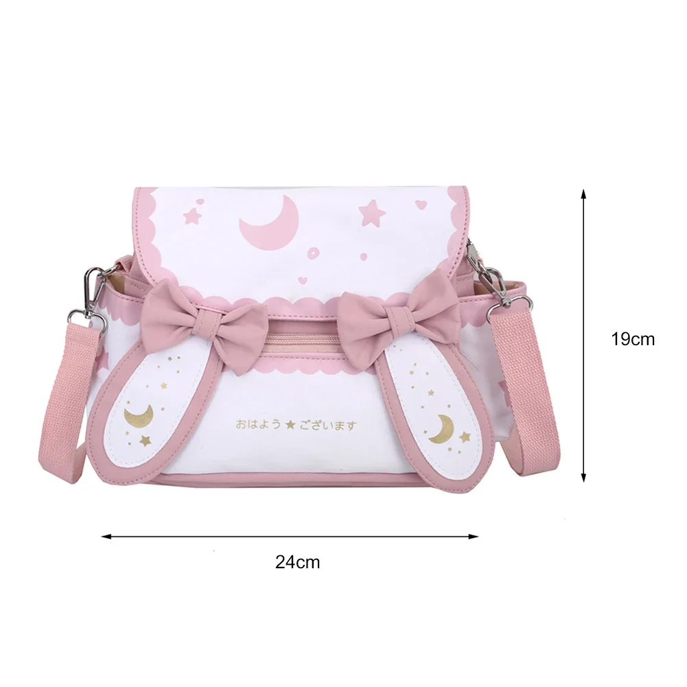 Women Lolita Bow Tie Fashion Shoulder Bags Japanese Style Cute Rabbit Crossbody Bag Girls Kawaii Satchel Bag Sweet Messenger Bag