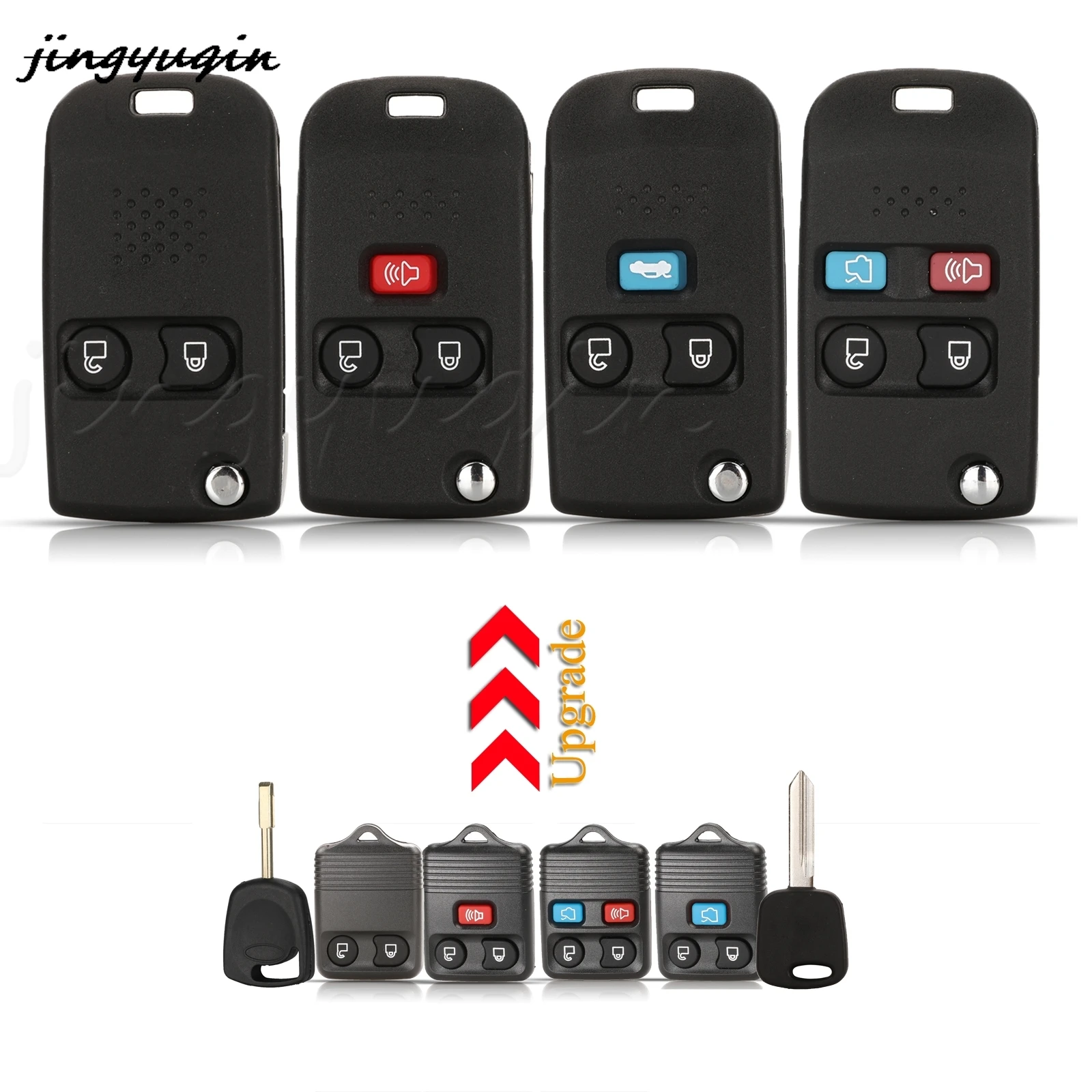 Jingyuqin For Ford Edge Explprer Escape Expedition Focus Lincoln Mercury FO38 FO21 Blade Modified Flip Remote Car Key Shell Case