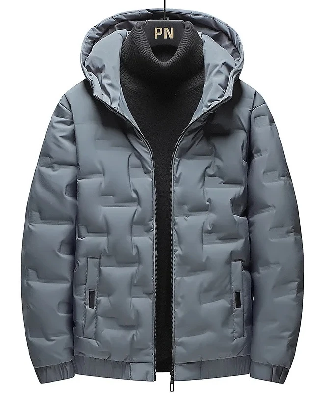 

Men's Winter Thickened Down Jacket White Duck Down Puffer Coat Hooded Warm Parka Casual Solid Color Outerwear