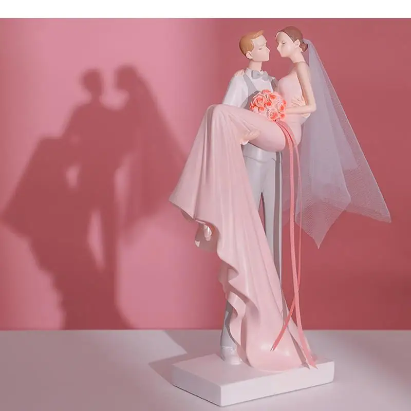 Creativity Resin Bride Groom Bouquet Couples Wedding Anniversary Gift Valentine's Day Present Figure Statue Home Decoration