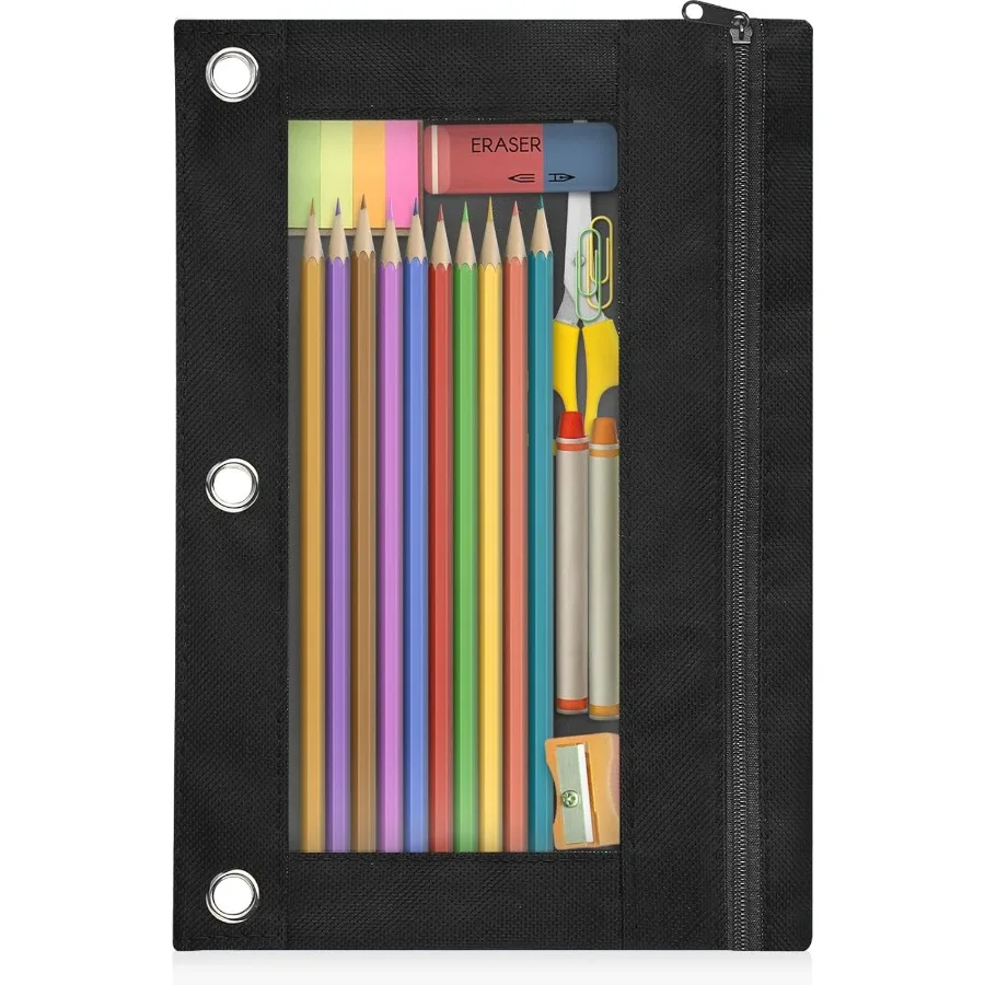 Shemira peil bolsa para 3 anel fichário peil bolsa com zíper suave janela clara peil caso para pasta zíper peil malotes