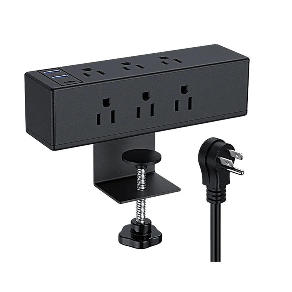 Bureauklem Stekkerdoos Met Usb Verwijderbare Desktop Mount Multi-Stopcontacten W/ 8/6 Ac Outlet En 6.6ft Snoer Pasvorm 1.6in Tafelblad Rand