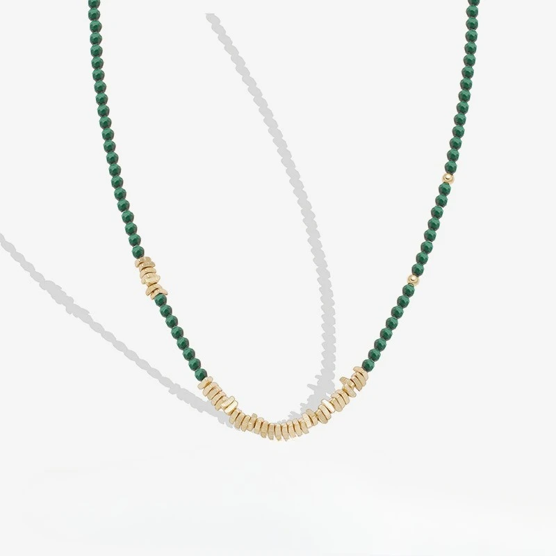 New Peacock S925 Pure Silver Necklace Women's French Retro Beaded Stacked Strap Clavicle Chain Premium Neck Chain
