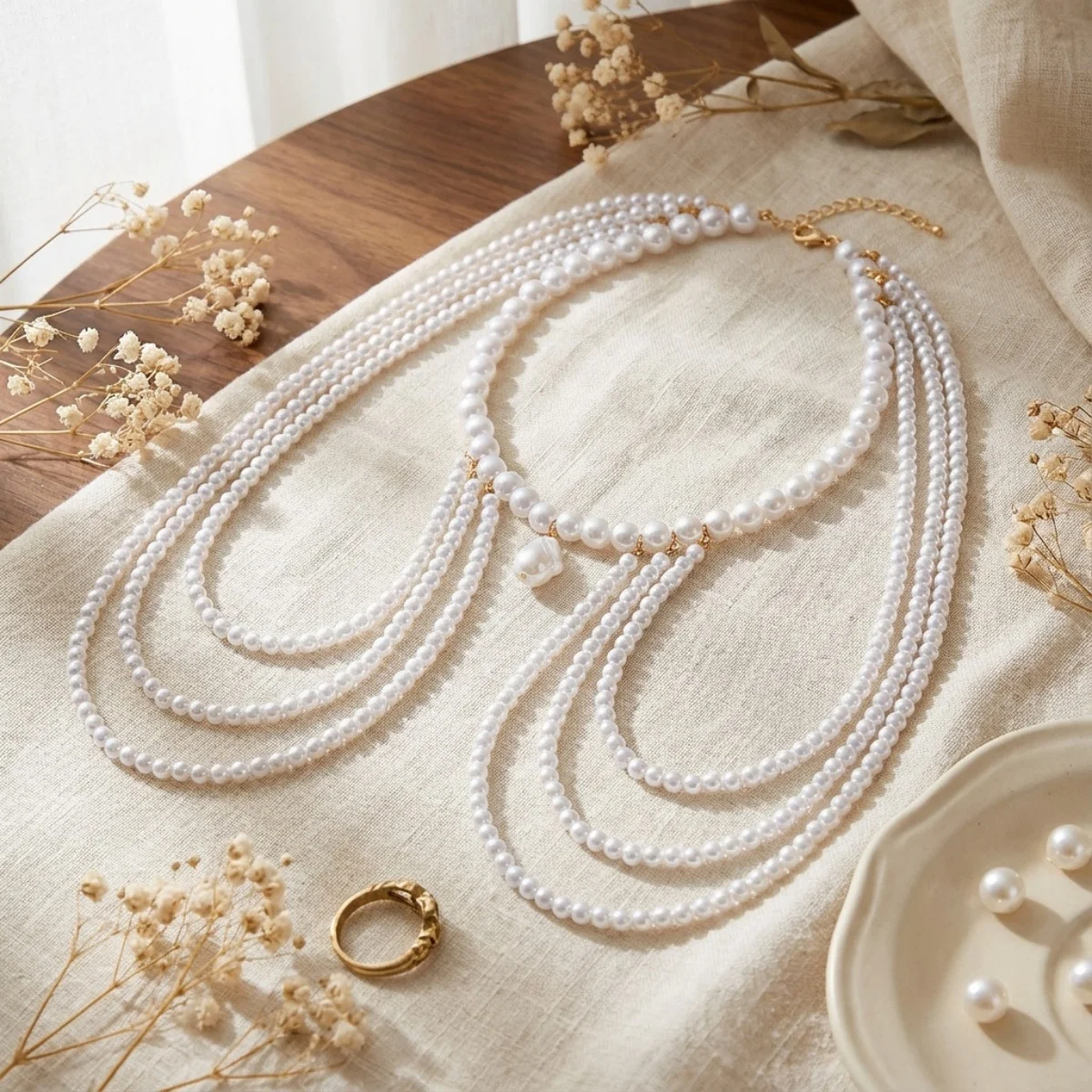 Barocke unregelmäßige Imitation Perle Perlen Halskette für Frauen Männer minimalistische mehrschichtige Perle Kette Halsband vielseitiger Körperschmuck – Detail 9