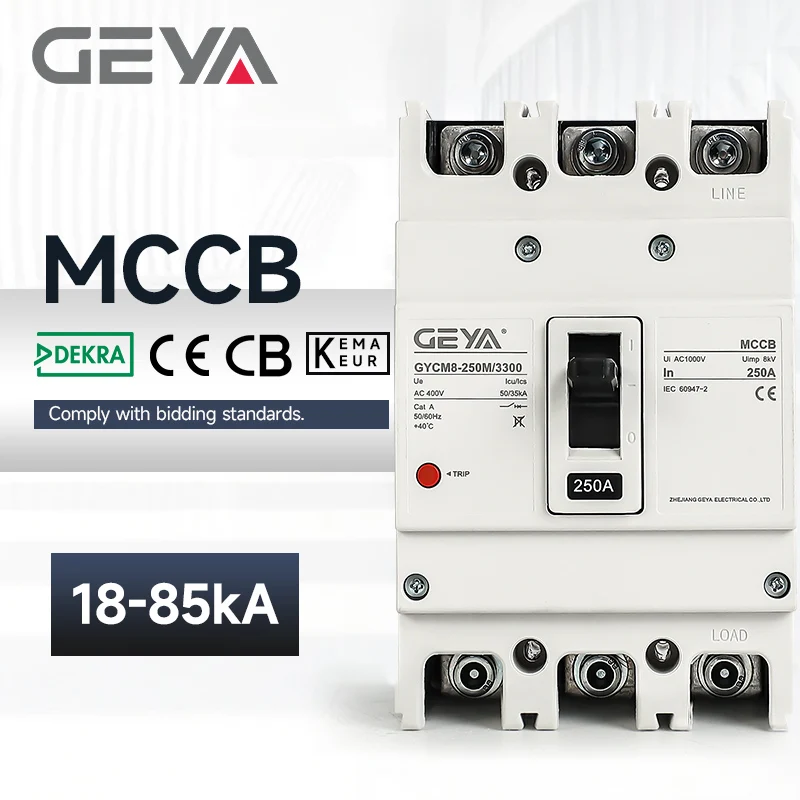 

GEYA GYCM8-800M/3300 500A-630A MCCB Breaker 3P 63A 80A 125A AC400V 50Hz 3 Phase Moulded Case Circuit Breaker 4 Pole MCCB KEMA