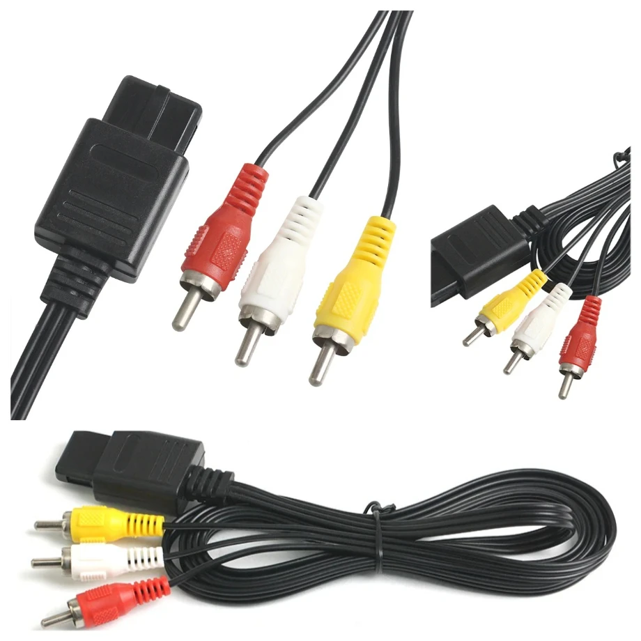 

50pcs 1.8M AV Audio Cable Composite Video RCA Cord Line For Nintendo 64 N64/GameCube/SNES TV Game Console Wire