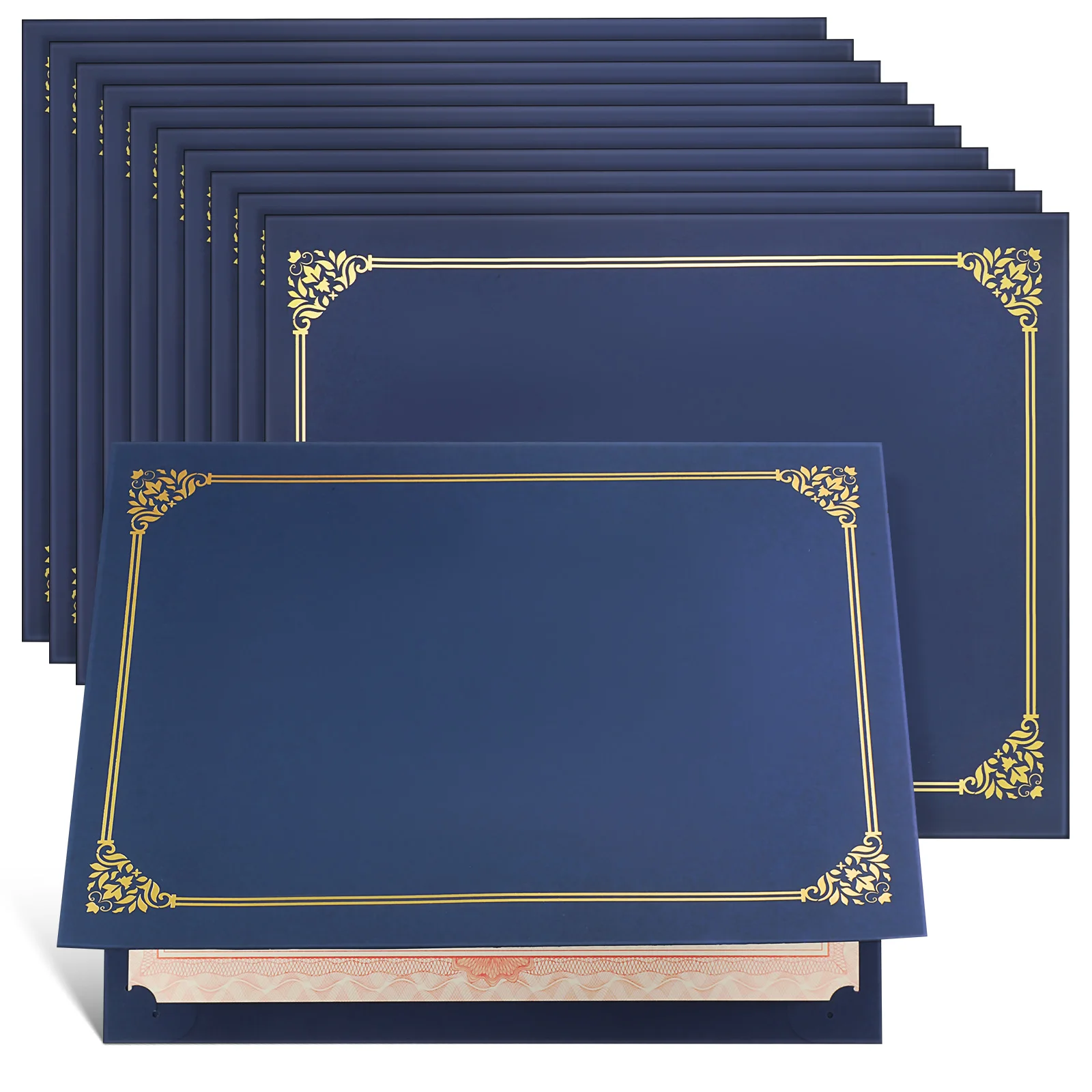 

30pcs Gold Foil Border Certificate Covers for 8.5x11 Inch Diplomas Sturdy Paper Frame Document Holder Graduation Folder