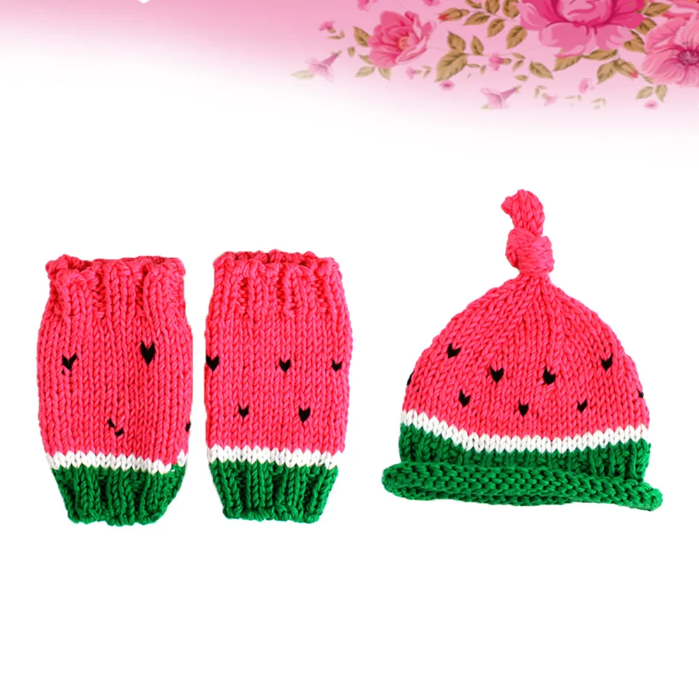 الطفل التصوير الدعائم البطيخ محبوك زي للجنسين قبعة السراويل الوليد ملابس الطفل صورة تبادل لاطلاق النار الدعائم ملابس الرضع #3