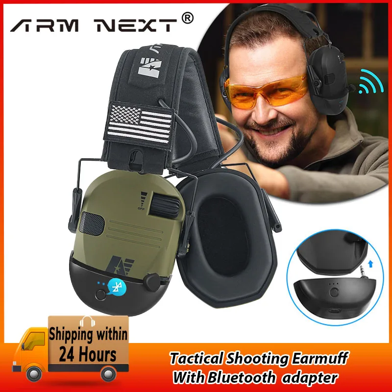 ARM NEXT Tactical Electronic Shooting Earmuff D20 Anti noise Headset Sound Amplification Hearing with 5.3 Bluetooth adapter