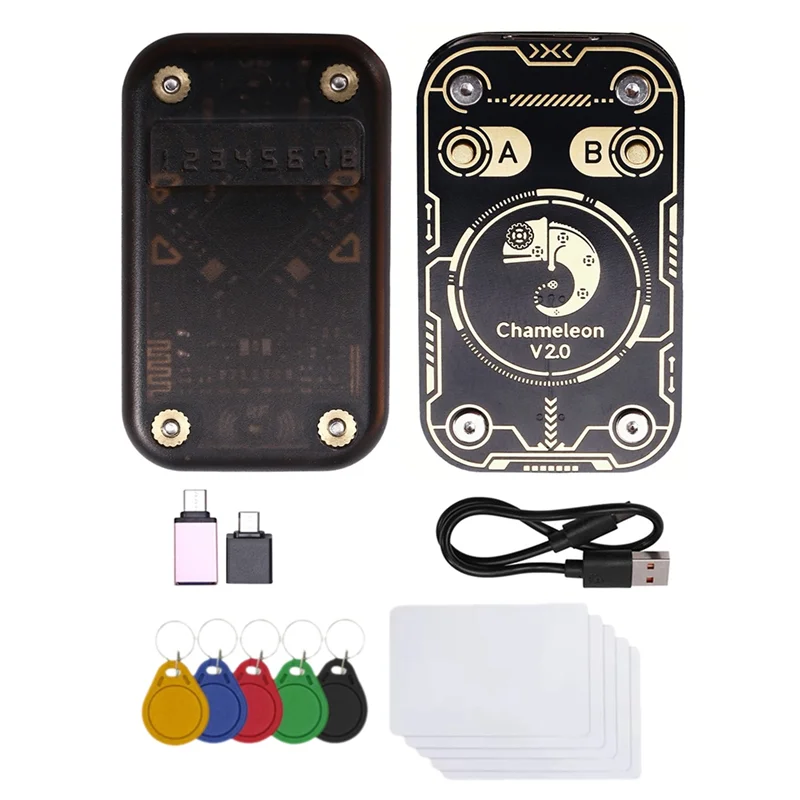 FFYY-Chameleon V2.0 RFID قارئ الشرائح الذكية المحاكي NFC الناسخ + 5XUID المفاتيح/بطاقة CUID 125K 13.56M قدرات فك التشفير