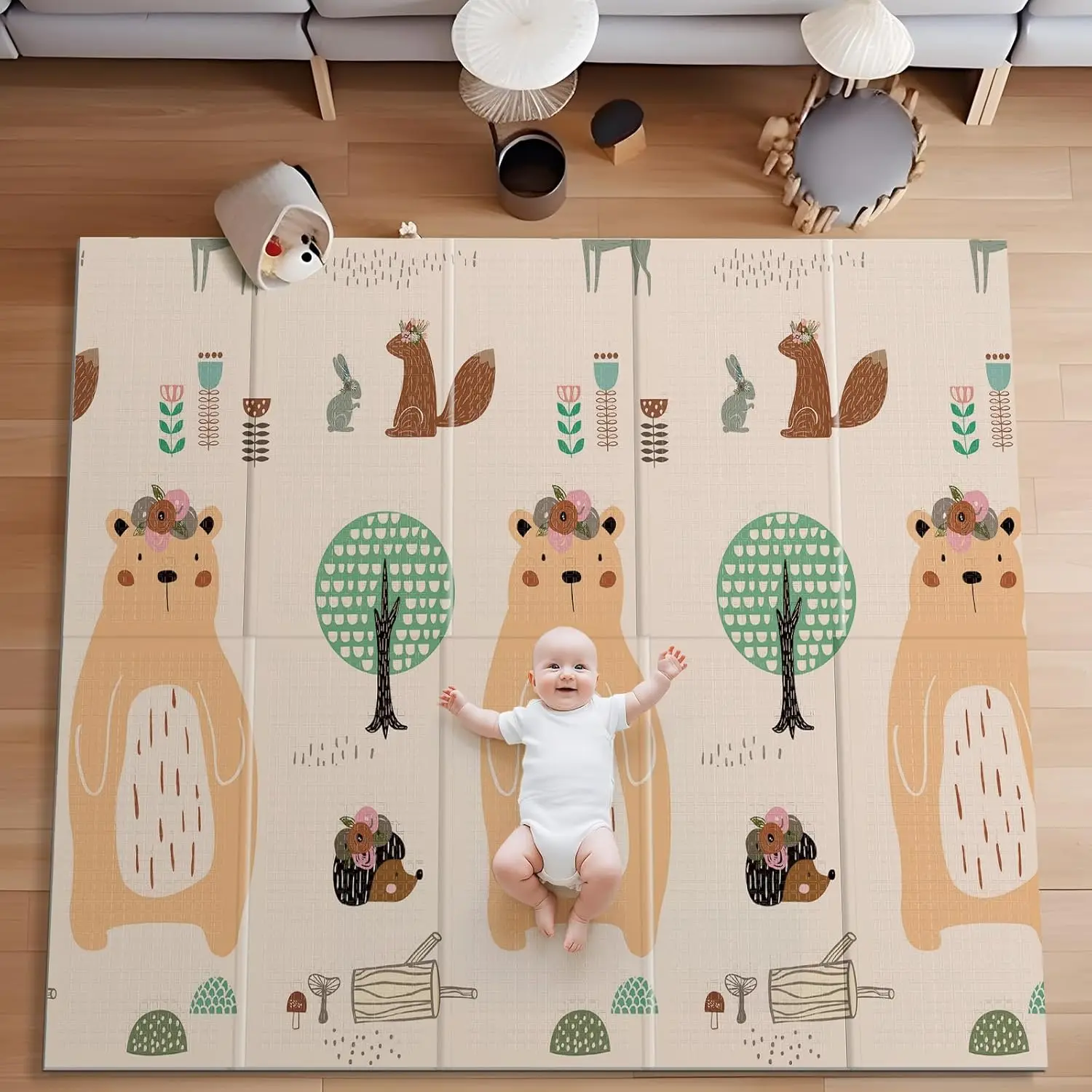 

Foldable Baby Play Mat, Extra Large Waterproof Activity Playmats for Babies,Toddlers, Infants, Play & Tummy Time, Foam Baby Mat