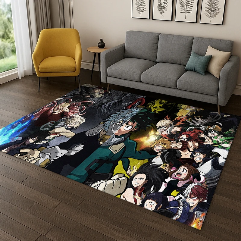 Cartoon My Hero Academia Deku Bakugou Anime Carpet Rug for Bedroom Living Room Sofa Doormat Home Decor,Kid Area Rug Non-slip