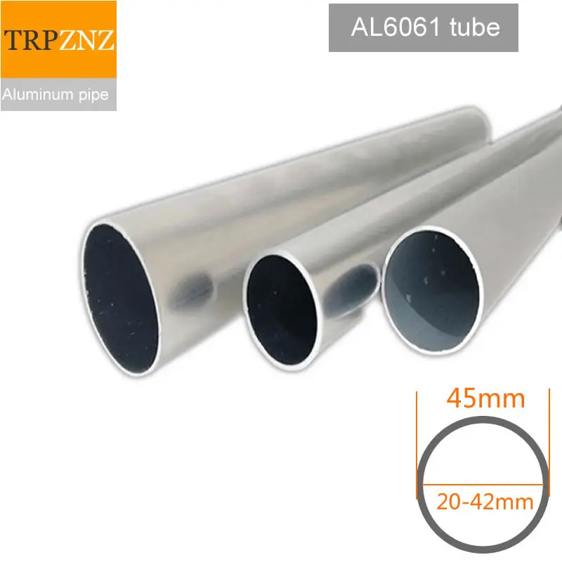 Aluminum round tube 6061 outer diameter 45mm inner 20-42mm wall 1.5-12.5mm Hard straight aluminum pipe thin thick wall