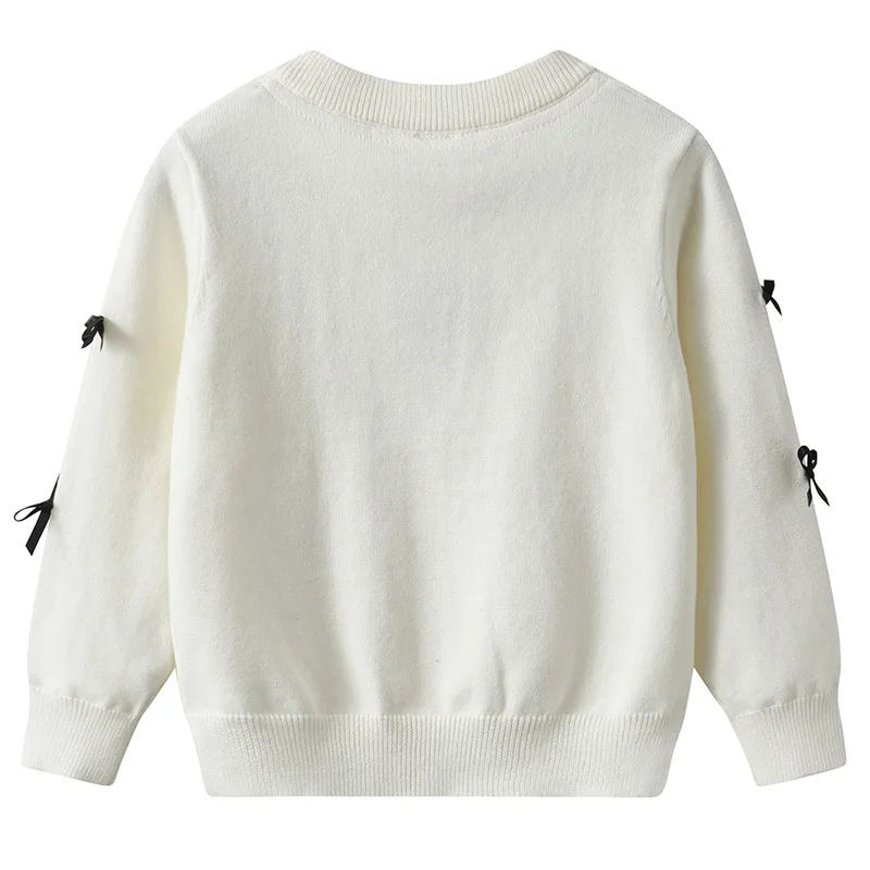 new delivery  Long sleeve knitwear cardigan sweater young girl students spring  autumn coat bow clothes 90-160 3-10y 100%cotton