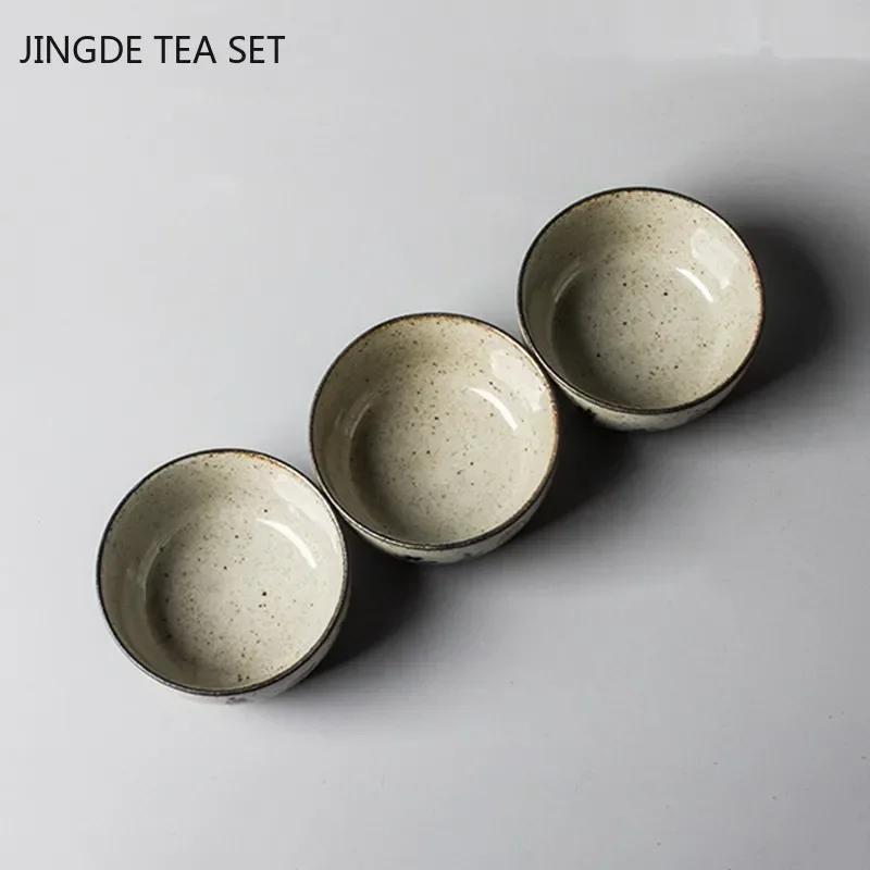 Jingdezhen Ceramic Tea Cup Antique Rough Pottery Teacup Personal Single Cup Hand-painted Master Cup Tradition Tea Bowl Drinkware