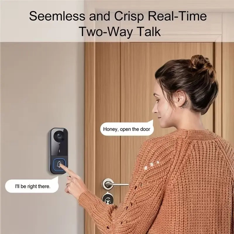 ABJI-IPS Full-Color Display 720P Smart Video Doorbell With Motion Detection, Night Vision,For Home Security Visual Door Bell