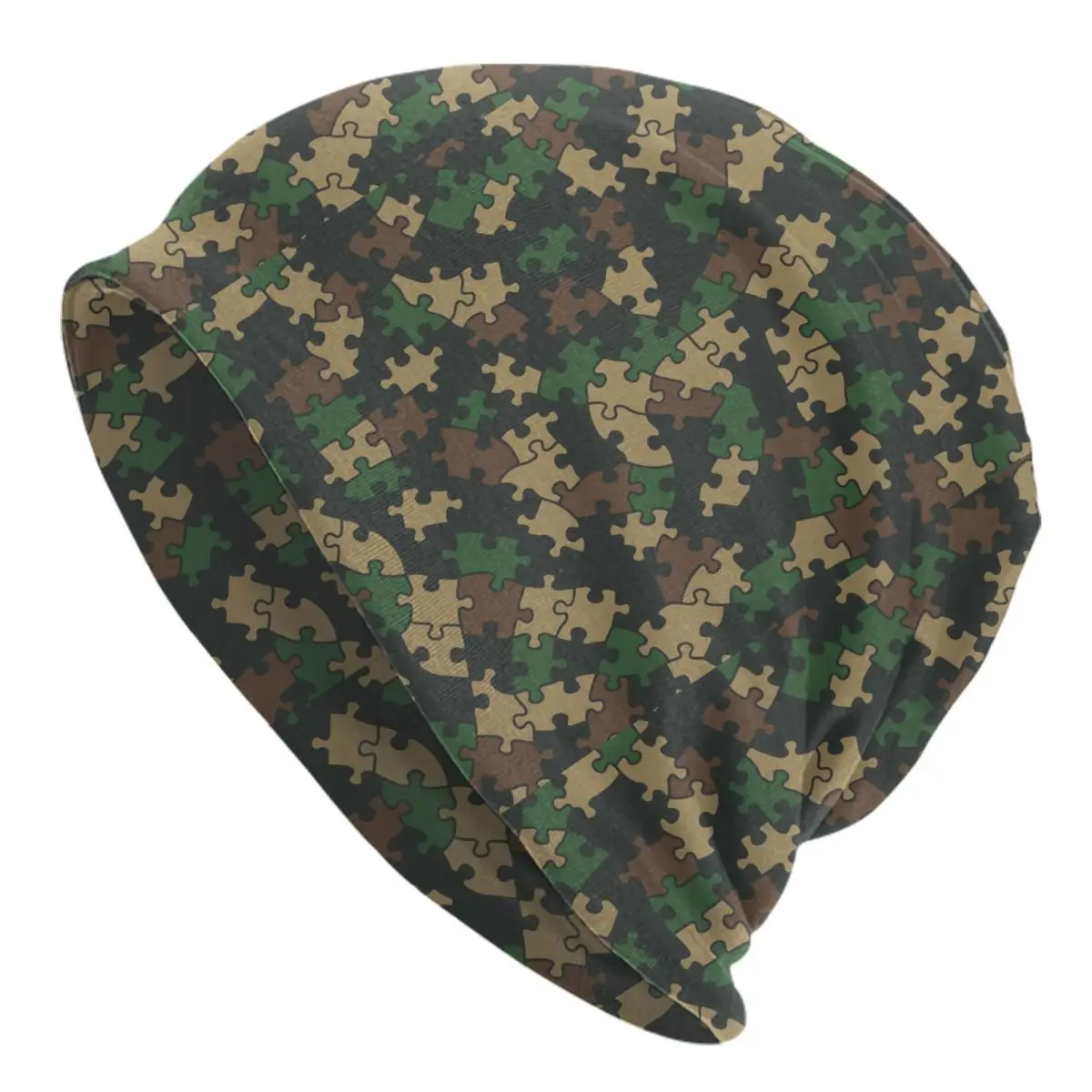 Jigsaw Puzzle Lover Pieces Camo Pattern Puzzler Woodland Bonnet Hats Knitted Hat Warm Winter Camoflage Skullies Beanies Caps