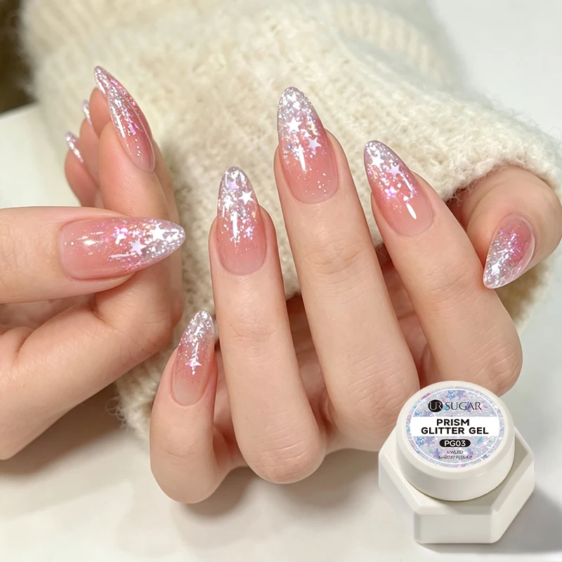 UR SUGAR 5ml Prisma-Glitzer-Gel Reflektierende Flocken Muschel Herz Schmetterling Pailletten Nagelgel Maniküre Soak-Off UV LED Gel Nagellack – Detail 4