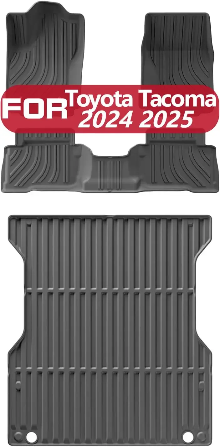 

Floor Mats For 2024 2025 Toyota Tacoma (5ft,5'Bed) TPE All Weather Cargo Liner Bed Liner Truck Bed Mat Accessories