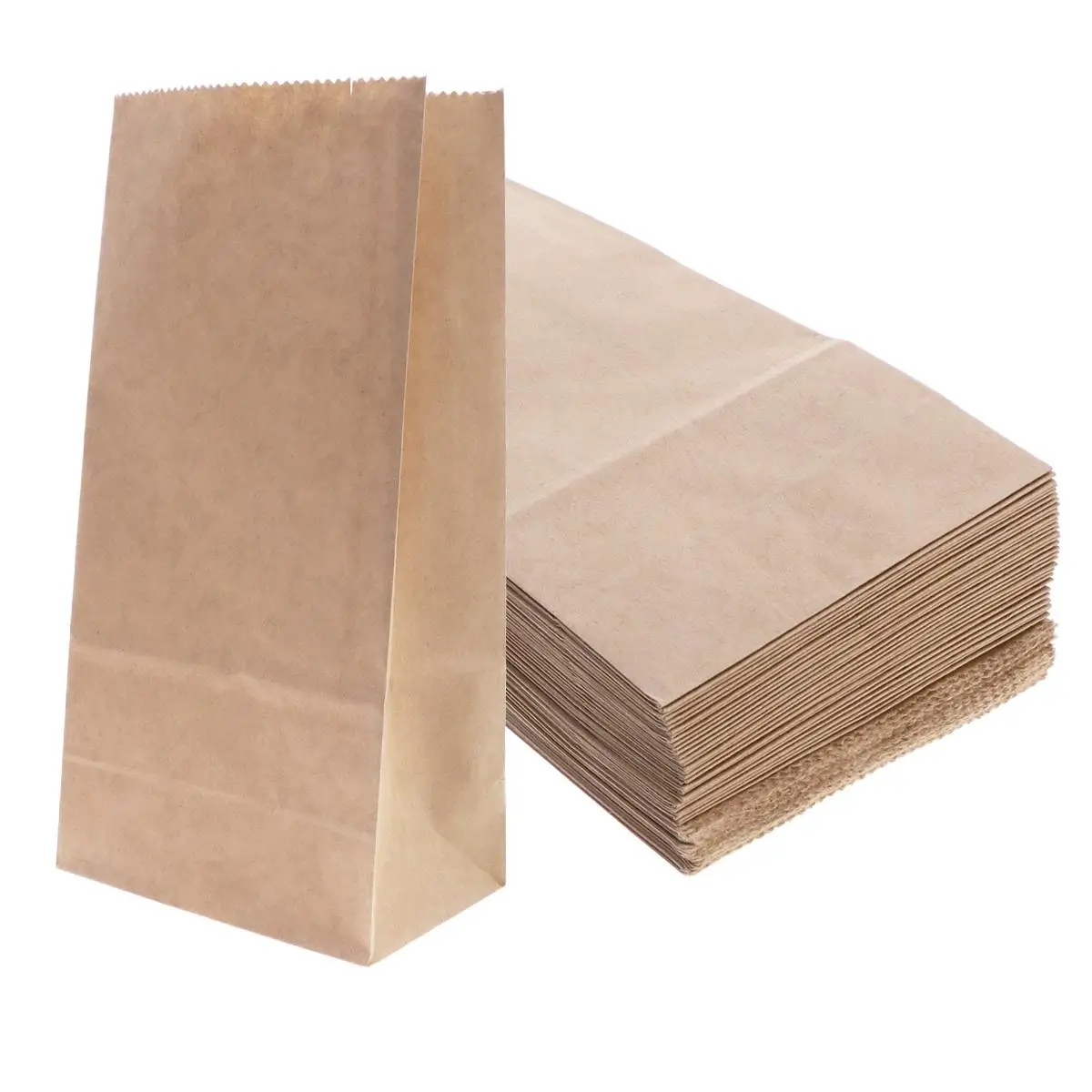 

100 Pcs Kraft Paper Food Pouch Square Bottom Packaging Bag for Takeaway Snack Suitable Cookies Biscuits Nuts Hamburger Dessert S