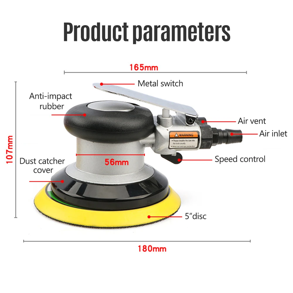 Pneumatic Orbital Sander Pneumatic Polisher Air Grinder,125mm/150mm Vacuum Eccentric Polishing/Grinding Machine Pneumatic Tools